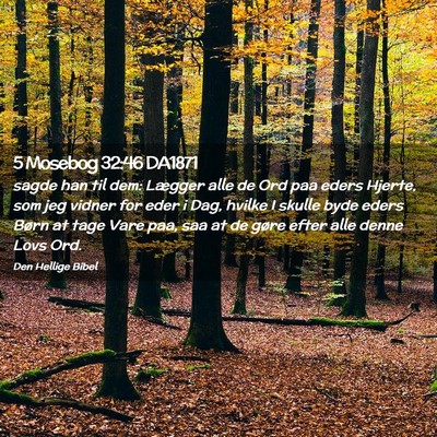 Picture 02 - 5 Mosebog 32:46 DA1871 - sagde han til dem: Lægger alle de Ord paa eders - Bible Verse Picture