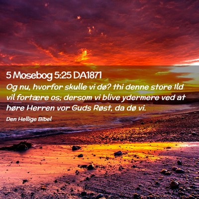 Picture 02 - 5 Mosebog 5:25 DA1871 - Og nu, hvorfor skulle vi dø? thi denne store Ild - Bible Verse Picture