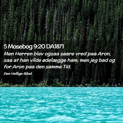 Picture 02 - 5 Mosebog 9:20 DA1871 - Men Herren blev ogsaa saare vred paa Aron, saa at - Bible Verse Picture