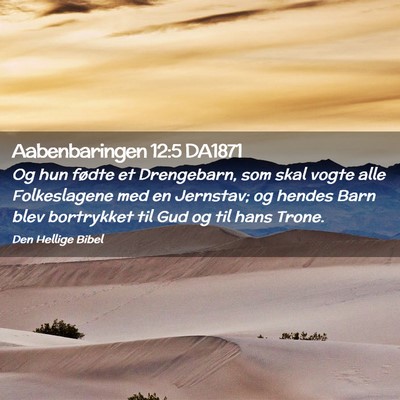 Picture 02 - Aabenbaringen 12:5 DA1871 - Og hun fødte et Drengebarn, som skal vogte alle - Bible Verse Picture
