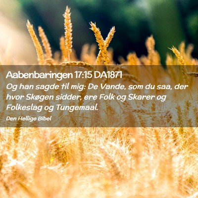 Picture 02 - Aabenbaringen 17:15 DA1871 - Og han sagde til mig: De Vande, som du saa, der - Bible Verse Picture