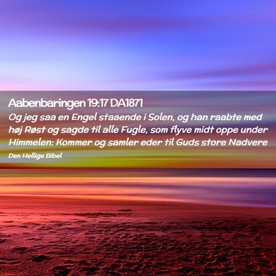 Picture 02 - Aabenbaringen 19:17 DA1871 - Og jeg saa en Engel staaende i Solen, og han - Bible Verse Picture
