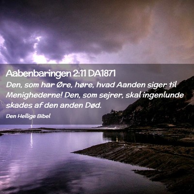 Picture 02 - Aabenbaringen 2:11 DA1871 - Den, som har Øre, høre, hvad Aanden siger til - Bible Verse Picture