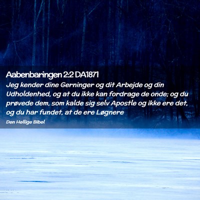 Picture 02 - Aabenbaringen 2:2 DA1871 - Jeg kender dine Gerninger og dit Arbejde og din - Bible Verse Picture