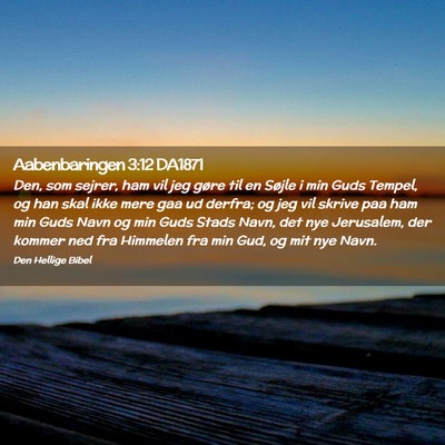 Picture 02 - Aabenbaringen 3:12 DA1871 - Den, som sejrer, ham vil jeg gøre til en Søjle - Bible Verse Picture