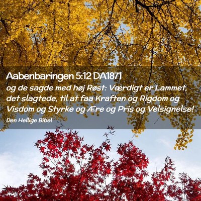 Picture 02 - Aabenbaringen 5:12 DA1871 - og de sagde med høj Røst: Værdigt er Lammet, - Bible Verse Picture