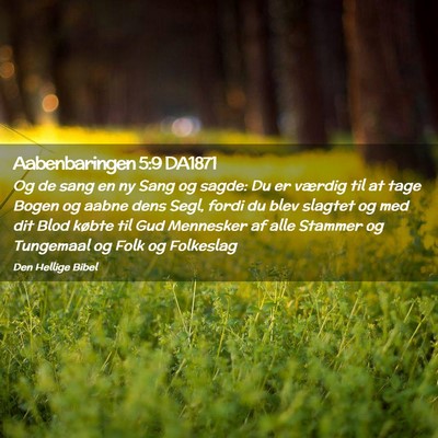 Picture 02 - Aabenbaringen 5:9 DA1871 - Og de sang en ny Sang og sagde: Du er værdig til - Bible Verse Picture