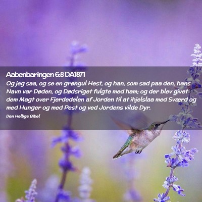 Picture 02 - Aabenbaringen 6:8 DA1871 - Og jeg saa, og se en grøngul Hest, og han, som - Bible Verse Picture