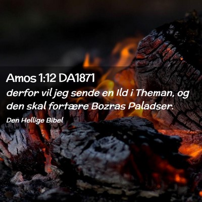 Picture 02 - Amos 1:12 DA1871 - derfor vil jeg sende en Ild i Theman, og den skal - Bible Verse Picture