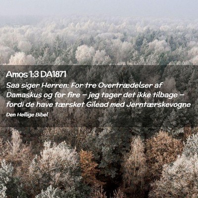 Picture 02 - Amos 1:3 DA1871 - Saa siger Herren: For tre Overtrædelser af - Bible Verse Picture