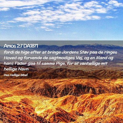 Picture 02 - Amos 2:7 DA1871 - fordi de hige efter at bringe Jordens Støv paa - Bible Verse Picture