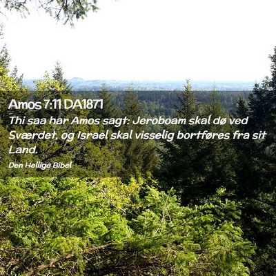 Picture 02 - Amos 7:11 DA1871 - Thi saa har Amos sagt: Jeroboam skal dø ved - Bible Verse Picture