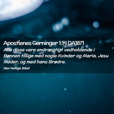 Picture 02 - Apostlenes Gerninger 1:14 DA1871 - Alle disse vare endrægtigt vedholdende i Bønnen - Bible Verse Picture