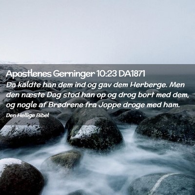 Picture 02 - Apostlenes Gerninger 10:23 DA1871 - Da kaldte han dem ind og gav dem Herberge. Men - Bible Verse Picture