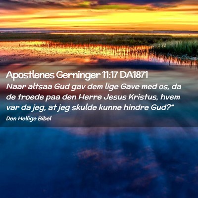 Picture 02 - Apostlenes Gerninger 11:17 DA1871 - Naar altsaa Gud gav dem lige Gave med os, da de - Bible Verse Picture