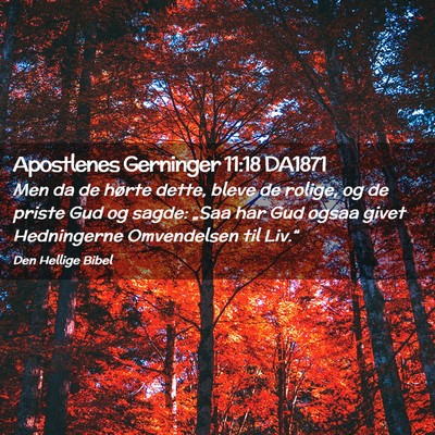 Picture 02 - Apostlenes Gerninger 11:18 DA1871 - Men da de hørte dette, bleve de rolige, og de - Bible Verse Picture