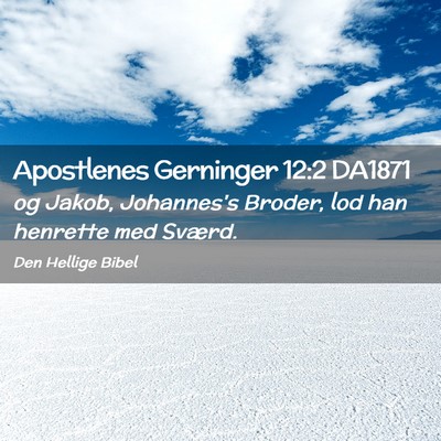 Picture 02 - Apostlenes Gerninger 12:2 DA1871 - og Jakob, Johannes's Broder, lod han henrette med - Bible Verse Picture