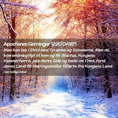 Picture 02 - Apostlenes Gerninger 12:20 DA1871 - Men han laa i Strid med Tyrierne og Sidonierne. - Bible Verse Picture