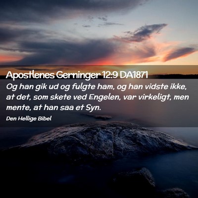 Picture 02 - Apostlenes Gerninger 12:9 DA1871 - Og han gik ud og fulgte ham, og han vidste ikke, - Bible Verse Picture