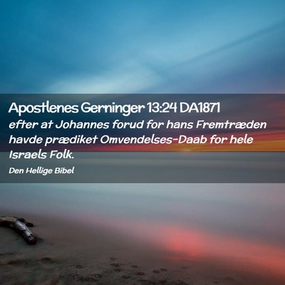 Picture 02 - Apostlenes Gerninger 13:24 DA1871 - efter at Johannes forud for hans Fremtræden - Bible Verse Picture