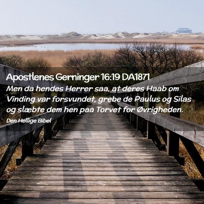 Picture 02 - Apostlenes Gerninger 16:19 DA1871 - Men da hendes Herrer saa, at deres Haab om - Bible Verse Picture