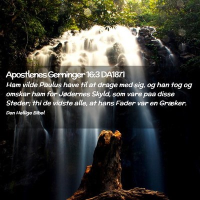 Picture 02 - Apostlenes Gerninger 16:3 DA1871 - Ham vilde Paulus have til at drage med sig, og - Bible Verse Picture