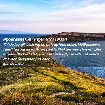 Picture 02 - Apostlenes Gerninger 17:23 DA1871 - Thi da jeg gik omkring og betragtede eders - Bible Verse Picture