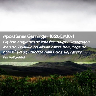 Picture 02 - Apostlenes Gerninger 18:26 DA1871 - Og han begyndte at tale frimodigt i Synagogen. - Bible Verse Picture