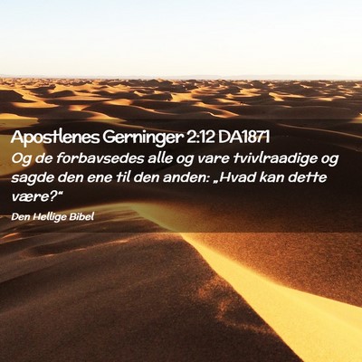 Picture 02 - Apostlenes Gerninger 2:12 DA1871 - Og de forbavsedes alle og vare tvivlraadige og - Bible Verse Picture