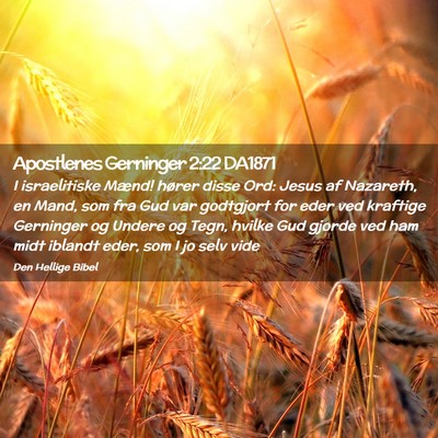 Picture 02 - Apostlenes Gerninger 2:22 DA1871 - I israelitiske Mænd! hører disse Ord: Jesus af - Bible Verse Picture
