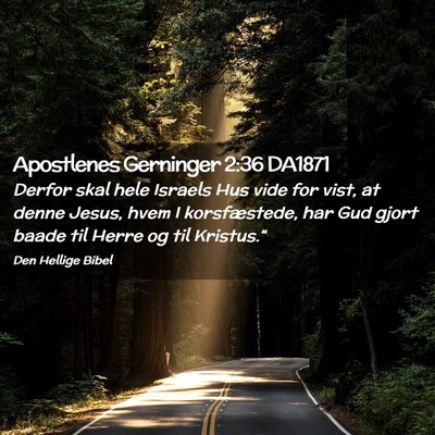 Picture 02 - Apostlenes Gerninger 2:36 DA1871 - Derfor skal hele Israels Hus vide for vist, at - Bible Verse Picture