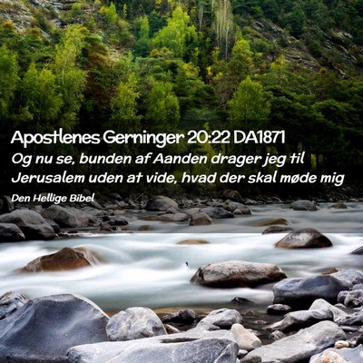 Picture 02 - Apostlenes Gerninger 20:22 DA1871 - Og nu se, bunden af Aanden drager jeg til - Bible Verse Picture