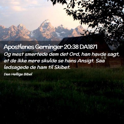 Picture 02 - Apostlenes Gerninger 20:38 DA1871 - Og mest smertede dem det Ord, han havde sagt, at - Bible Verse Picture