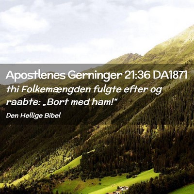 Picture 02 - Apostlenes Gerninger 21:36 DA1871 - thi Folkemængden fulgte efter og raabte: „Bort - Bible Verse Picture