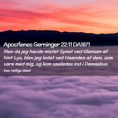 Picture 02 - Apostlenes Gerninger 22:11 DA1871 - Men da jeg havde mistet Synet ved Glansen af hint - Bible Verse Picture