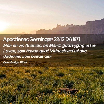 Picture 02 - Apostlenes Gerninger 22:12 DA1871 - Men en vis Ananias, en Mand, gudfrygtig efter - Bible Verse Picture