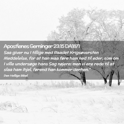 Picture 02 - Apostlenes Gerninger 23:15 DA1871 - Saa giver nu I tillige med Raadet Krigsøversten - Bible Verse Picture
