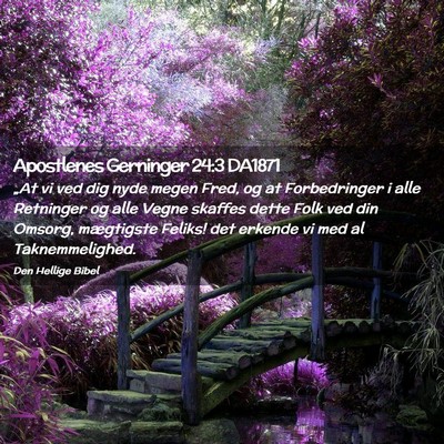 Picture 02 - Apostlenes Gerninger 24:3 DA1871 - „At vi ved dig nyde megen Fred, og at - Bible Verse Picture