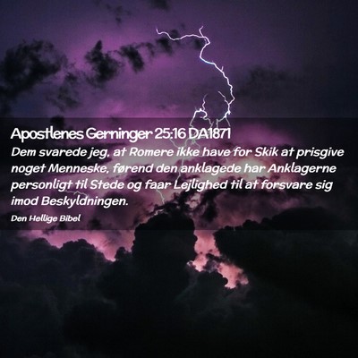 Picture 02 - Apostlenes Gerninger 25:16 DA1871 - Dem svarede jeg, at Romere ikke have for Skik at - Bible Verse Picture