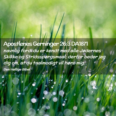 Picture 02 - Apostlenes Gerninger 26:3 DA1871 - navnlig fordi du er kendt med alle Jødernes - Bible Verse Picture