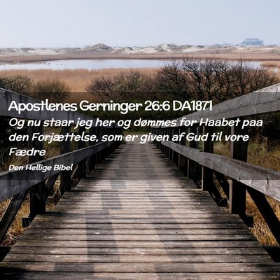 Picture 02 - Apostlenes Gerninger 26:6 DA1871 - Og nu staar jeg her og dømmes for Haabet paa den - Bible Verse Picture