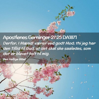 Picture 02 - Apostlenes Gerninger 27:25 DA1871 - Derfor, I Mænd! værer ved godt Mod; thi jeg har - Bible Verse Picture