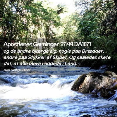Picture 02 - Apostlenes Gerninger 27:44 DA1871 - og de andre bjærge sig, nogle paa Brædder, - Bible Verse Picture
