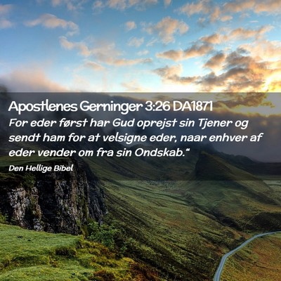Picture 02 - Apostlenes Gerninger 3:26 DA1871 - For eder først har Gud oprejst sin Tjener og - Bible Verse Picture