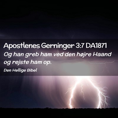 Picture 02 - Apostlenes Gerninger 3:7 DA1871 - Og han greb ham ved den højre Haand og rejste - Bible Verse Picture