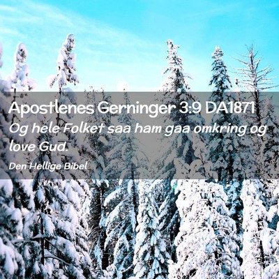 Picture 02 - Apostlenes Gerninger 3:9 DA1871 - Og hele Folket saa ham gaa omkring og love - Bible Verse Picture