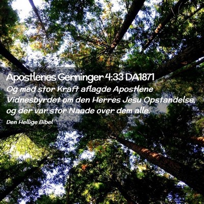 Picture 02 - Apostlenes Gerninger 4:33 DA1871 - Og med stor Kraft aflagde Apostlene Vidnesbyrdet - Bible Verse Picture