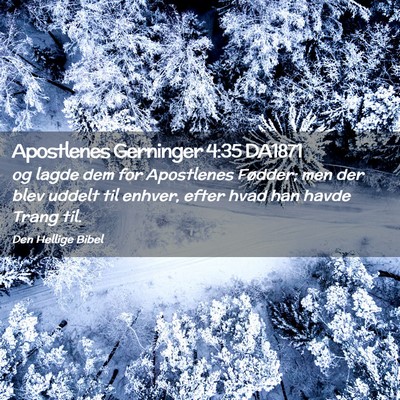 Picture 02 - Apostlenes Gerninger 4:35 DA1871 - og lagde dem for Apostlenes Fødder; men der blev - Bible Verse Picture
