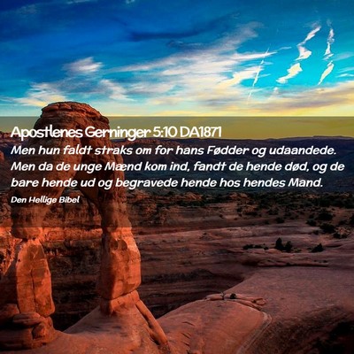 Picture 02 - Apostlenes Gerninger 5:10 DA1871 - Men hun faldt straks om for hans Fødder og - Bible Verse Picture