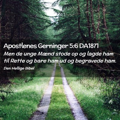 Picture 02 - Apostlenes Gerninger 5:6 DA1871 - Men de unge Mænd stode op og lagde ham til Rette - Bible Verse Picture